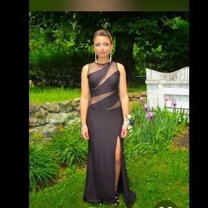 Formal Black Dress With Mesh Detail